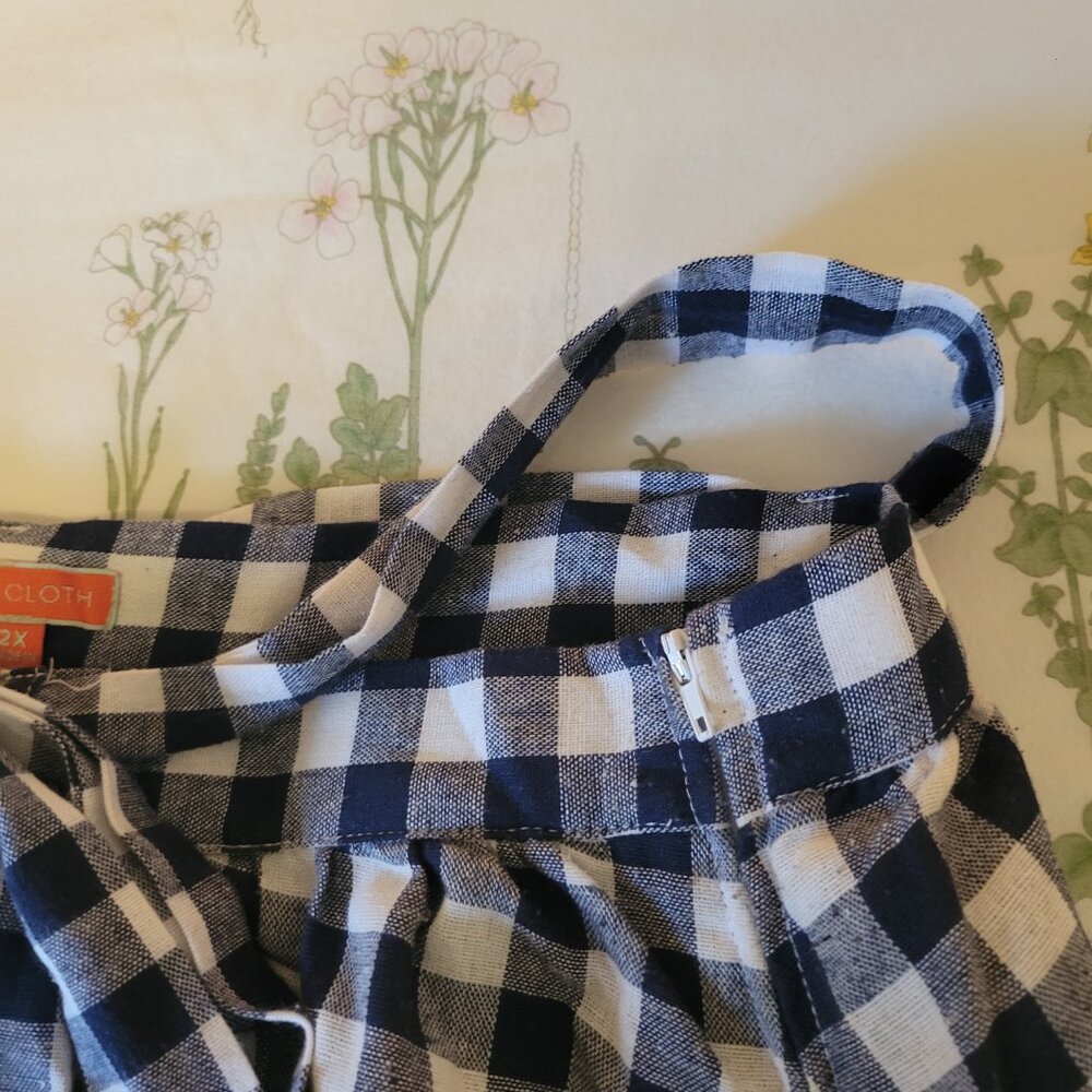 ModCloth Blue White Gingham Skirt 2X A-Line Belt Tie Pockets - Picture 5 of 11